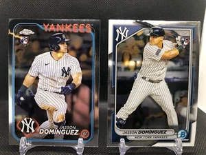 Jason Dominguez 2024 Topps + Bowman Chrome RC Rookie Cards #89 + #94 Yankees - Picture 1 of 7
