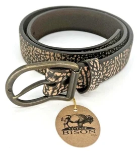 Cinturón de cuero de bisonte vintage, Korg, marrón/negro, nuevo con etiquetas, varias tallas (G4) - Imagen 1 de 20