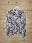 Anthropologie Lorie Floral Blouse Size 16 Cream Button Up Collarless