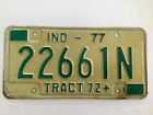 1977 Indiana Tract 72 License Plate Tag 