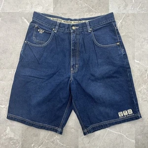 Vintage Pelle Pelle Denim Shorts Mens 36 Blue Carpenter Workwear Hip Hop Y2K - Picture 1 of 12