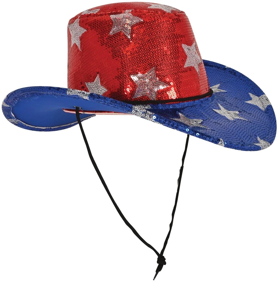 Sombrero de vaquero patriótico con lentejuelas para el 4 de julio - Beistle Foto 1 de 1