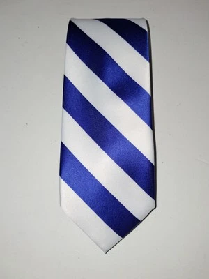 ¡Nuevo! Corbata Romario Manzini a rayas azules y blancas 56x3 pulgadas Foto 1 de 4