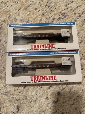 2- WALTHERS TRAINLINE #931-602 HO 50' STEEL FLAT CARS CONRAIL NEW IN BOX - Image 1 of 2