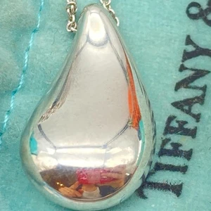 Tiffany & Co. Large Teardrop Necklace Pendant 24" Elsa Peretti Silver 10.4g - Picture 1 of 17