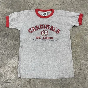 Vintage 90s St Louis Cardinals Baseball Gray Ringer T-Shirt Size Large Fit Small - Picture 1 of 8