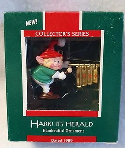Hallmark Elf Ornament Hark It's Herald Primero en Serie 1989 Caja Original - Imagen 1 de 1