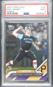 2024 Paul Skenes Topps Now All-Star #436 Purple Rookie RC Pirates #/25 PSA 10 - Picture 1 of 5