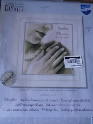 HÁGALO USTED MISMO KIT PUNTO DE CRUZ VERVACO BODA PAREJA MANOS 7,2 X 8  Foto 1 de 3