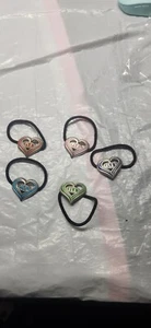 Metal Heart Elastic Hair Ties/ponytail Holder 5 Color Set Women Hair - Picture 1 of 6