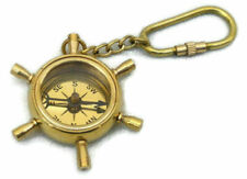 LOT OF 5 PC MARITIME NAUTICAL VINTAGE STYLE BRASS POCKET COMPASS KEY CHAIN Wheel