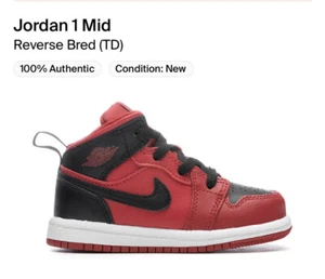 Nike Air Jordan 1 Mid Reverse Bred (2021) (TD) Size 3c 640735-660 NIB - Picture 1 of 1