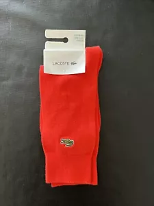 (1) ONE Pair Lacoste Mens Embroidered Crocodile SPORT High Crew Socks Red - Picture 1 of 1