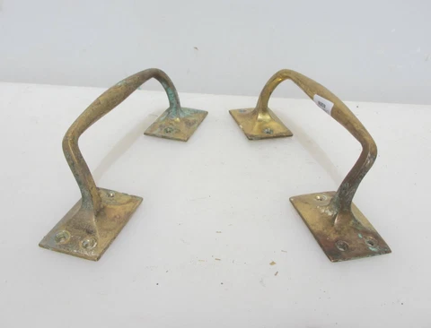 Vintage Brass Door Handles Shop Pulls Old Pub Cinema Art Deco Antique 8.25" Cover