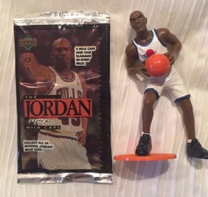 Unopened Michael Jordan Milk Cap Slammer pack + MJ Card + Michael Jordan Figure  - Picture 1 of 2