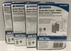 NEW Sigma Electric 14240WH Steel White 1-Gang Weatherproof Blank Cover - Picture 1 of 2
