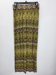 Falda Bobeau Mujer Mediana Verde Marrón Estampado Azteca Artística Pull On Maxi Boho - Imagen 1 de 9