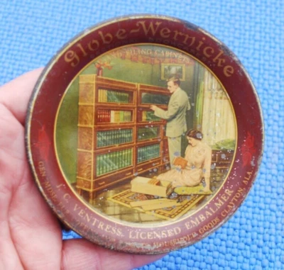 1910s Globe Wernicke Bookcases Advertising Tip Tray Funeral EMBALMER Clayton, Al - Image 1 of 4