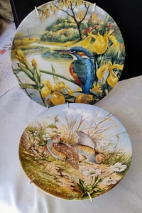 2 BIRD PLATES KINGFISHER-AND GAME BIRDS GREAT ONDITION WITH FREE HANGERS - Picture 1 of 7