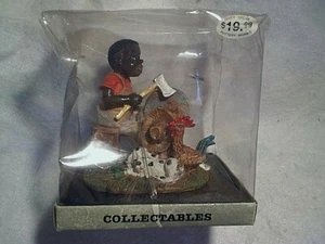 BLACK MAN SHARPENING AX GRINDSTONE FIGURINE River Grove Pottery,dog,chicken - Picture 1 of 4