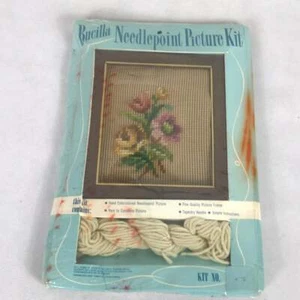 Vintage Bucilla Needlepoint Floral Picture Kit Sealed  - Picture 1 of 6