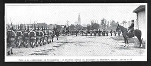 1935 -- STRASBOURG . PREMIER DEFILE DU REGIMENT DU BAS RHIN . 3Y075 - Picture 1 of 1