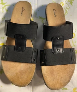 SANDALIAS CLARKS - Cuero/Elástico DESLIZABLES/DESLIZABLES Para Mujer Talla 10 - ¡Excelente Estado! - Imagen 1 de 5