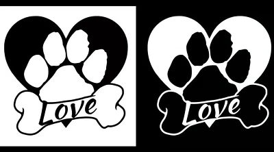 Love Heart Paw 打印乙烯基贴花汽车卡车车窗镜平板电脑笔记本电脑不倒翁 — 第 1/2 张图片