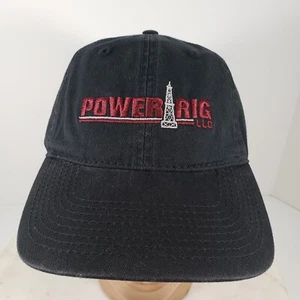 Power Rig Hat Oil Rig Logo Black Spell Out Cotton Strap Back Adjustable NWT - Picture 1 of 10