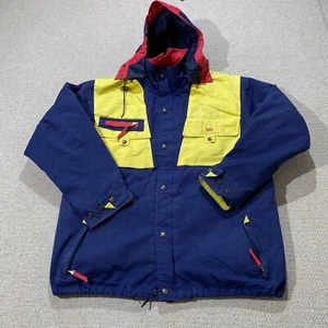 Vintage SOS Ski Jacket Mens Large Navy Blue Yellow Sweden Mountain Rescue - Picture 1 of 12