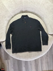 Polo Ralph Lauren Mens 2XL TTG Dark Gray Quarter Zip Pullover 100% Cotton - Picture 1 of 9