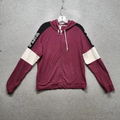 Victoria's Secret ROSA Mujer Sudadera con Capucha L Borgoña Colorblock Logo Ropa Activa Foto 1 de 4