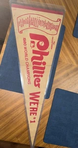 Vintage Philadelphia Phillies 1980 World Series Champs Full Size Pennant w/ Case - Picture 1 of 2