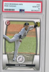 Béisbol profesional Bowman NPB Nippon 2023 - Roki Sasaki #92 PSA 10 gemas MT - Imagen 1 de 2