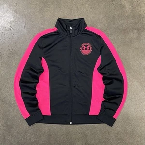 Under Armour Girls Loose Full Zip Jacket Black & Pink Youth Size Medium - Picture 1 of 8
