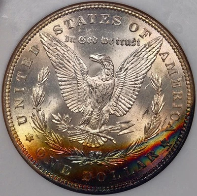 Dólar Morgan 1886 Better Date, NGC MS65*, soporte Binion, DavidKahnRareCoins Foto 1 de 3