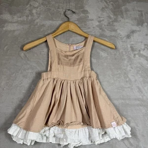 SweetHoney Girls Beige (Blush) Pintuck Pinafore Full Skirt Dress Size 5Y (5T) - Picture 1 of 11