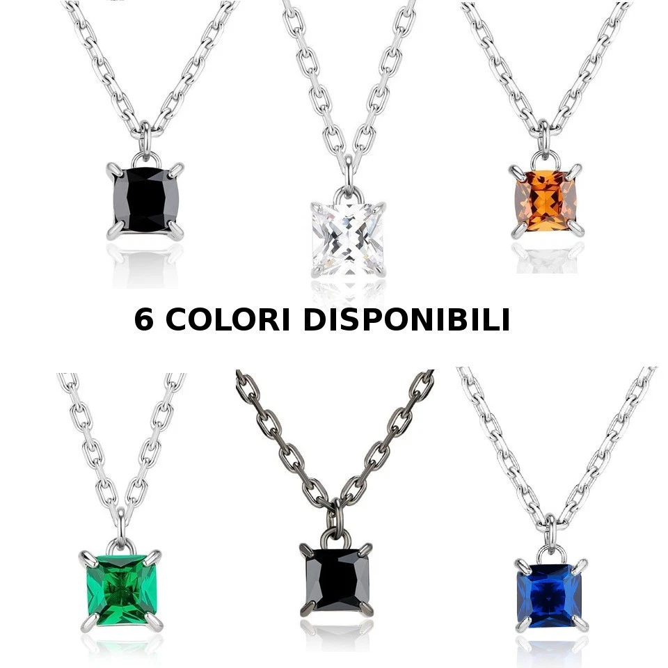 Collana Uomo Unisex Acciaio Punto Luce con Zircone Colorato S'agapo Gioielli - Immagine 1 di 2