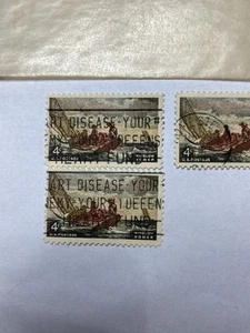 Set of 3 US Scott #1207 - 4 Cent Stamp WINSLOW HOMER 1962 stamps color variation - Picture 1 of 5
