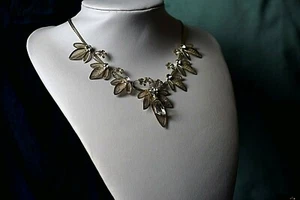 Vintage Silver Metal White Crystal Filigree Necklace/Pendant and Earrings 1980' - Picture 1 of 11