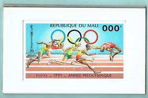 MALI 1991 PRE OLYMPICS ORIGINAL DRAWING ARTWORK ATHLETICS SPORTS UNISSUED UNIQUE - Picture 1 of 2