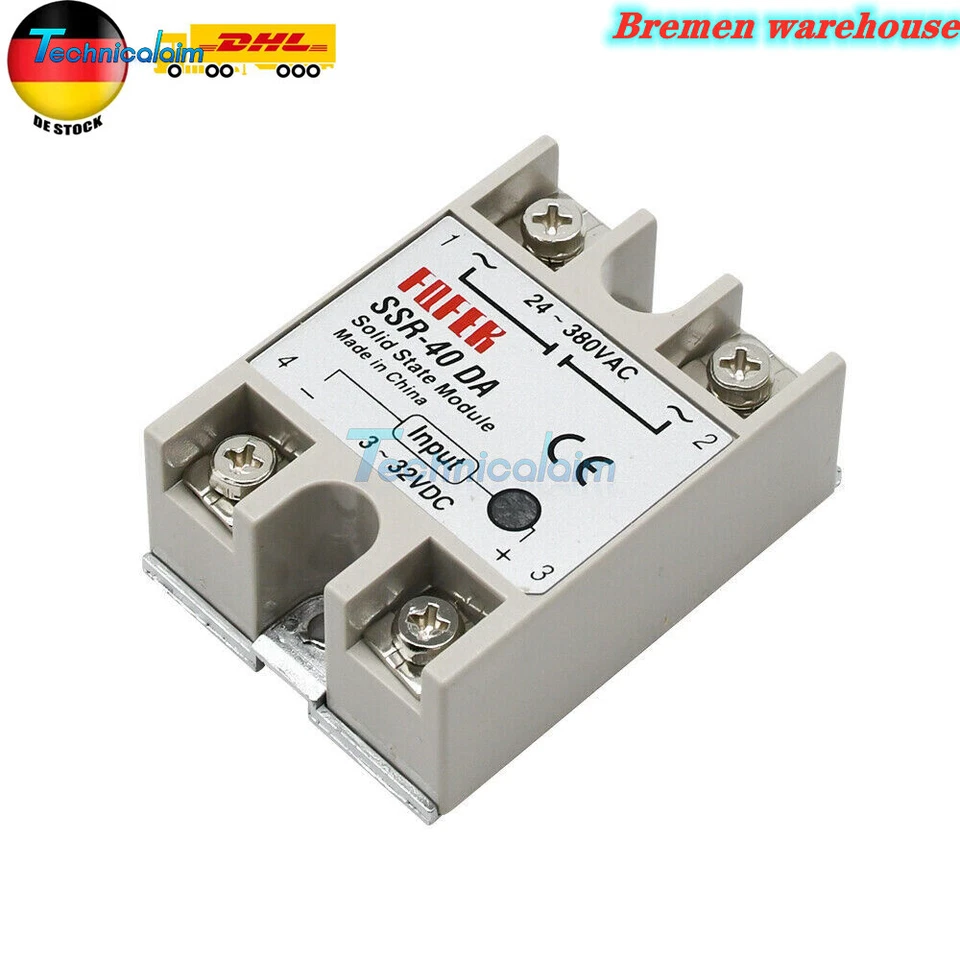 1PCS Einzelne Phase 3-32V DC AC 24-380VAC SSR-40DA 40A Solid-State Relais Module - Bild 1 von 4