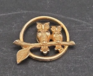 Vintage Avon solapa pin círculo con 2 búhos en rama tono dorado corbata tac 1" ¡ENVÍO GRATUITO! - Imagen 1 de 6