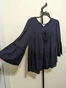 Tunica top in pizzo Crown & Edvy donna plus blu navy campana taglia 3X - Foto 1 di 10