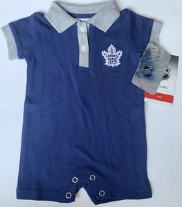 Pagliaccetto polo NHL Toronto Maple Leafs bambino 0/3M blu navy e grigio nuovo con etichette - Foto 1 di 5