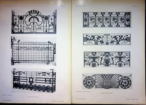 1910 Wrought Iron Lot Of 2 Prints Morani Brothers Alessandro Mazzucotelli - Picture 1 of 1