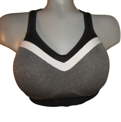 Sujetador deportivo CHAMPION C9, talla 36C, negro/blanco/gris espalda deportiva, sin cables, acolchado Foto 1 de 4