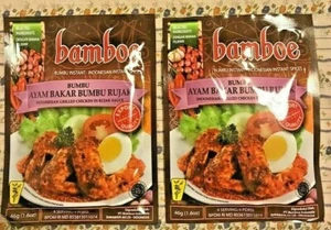 Lote de 2 especias indonesias instantáneas bambú bambú-AYAM BAKAR RUJAK pollo a la parrilla - Imagen 1 de 1