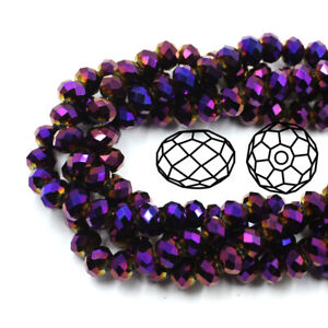 100pcs 4mm Faceted Round crystal Flat beads Purple light For DIY Jewelry