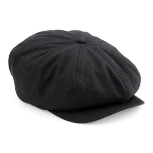 Flat Cap with Peak 'Shelby' Baker Boy Newsboy Herringbone Cloth Cap Hat - Picture 1 of 8